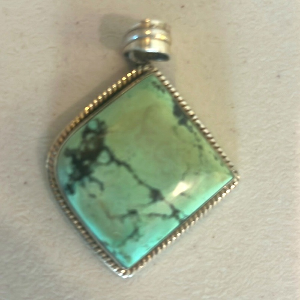 Blue Green, turquoise, and sterling silver pendant